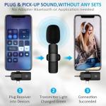 Wireless Lavalier Microphone 2 Pack for iPhone, Android, Camera - 3-in-1 Lapel Mic with Noise Cancellation for Video Recording, Live Stream, YouTube, Interview